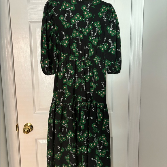 Topshop petite twist front midi dress in green floral - Picture 4 of 5